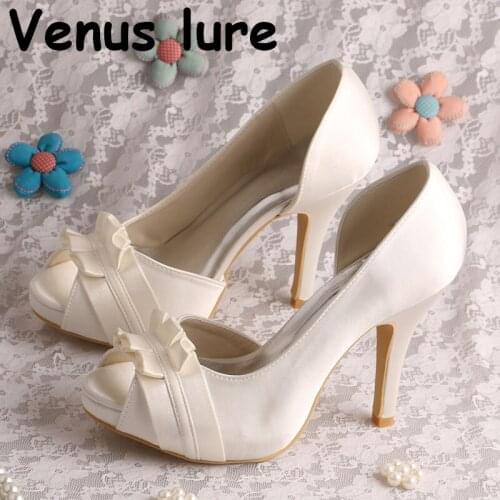 22 Colors)High Heel Wedding 4 inch Ivory Shoes for Bride with Open Toe
