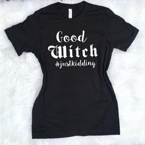 Female Halloween Tee Tshirt Tops Cool Women T-shirt Letter Casual Printed Witches Be Trippin Printing Graphic Tees Shirt