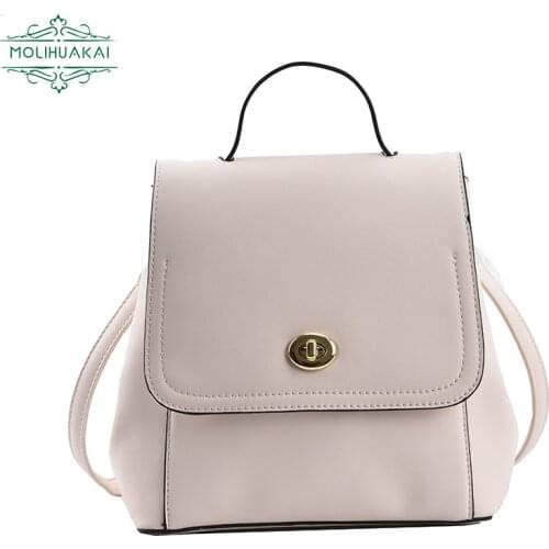Ladies Retro Soft Leather Backpack Girl Stylist Flip Bag Casual Sac A Main Large Capacity Female Student School Sac Travel Bags