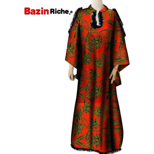 Dashiki African Maxi Dress Black Chiffon Patchwork Long Loose Print Plus Size Clothing for Women Party WY8714