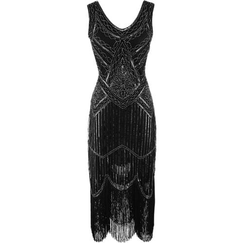 Xs-4xl Women Party Dress Robe Femmel 1920s Great Gatsby Flapper Sequin Fringe Midi Dress Vestido Summer Art Deco Retro Dress