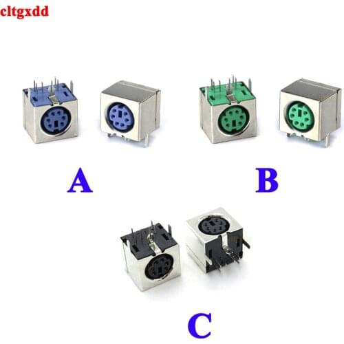1-3PCS Keyboard Socket PS2 6P Female Jack Purple Green Black Mouse socket 6-Pin Connector