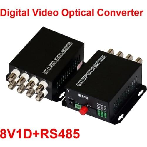 1 Pair 2 Pieces/lot 8 Channel Video Optical Converter 8V1D Fiber Optic Video Optical Transmitter & Receiver 8CH +RS485 Data