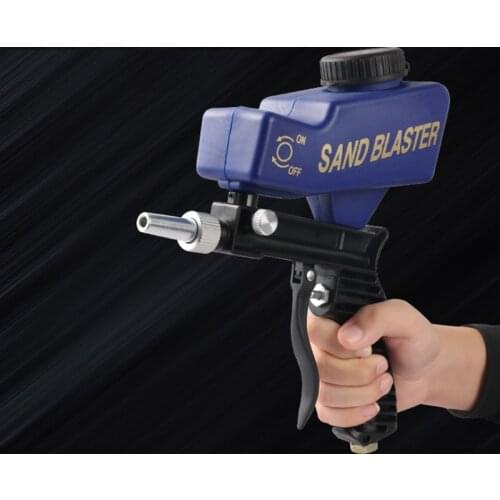 1pc Black/Blue Gravity Feed Sandblasting Tool Mini Handheld Pneumatic Spray Gun Anti-rust Protection Air Spot Sand Blaster