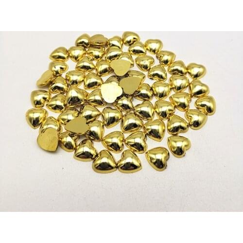 100pcs 10mm Silver Gold Shiny Heart Flatbacks Cabochons Embellishments DIY Crafts Decorations Scrapbook Christmas Cardmaking