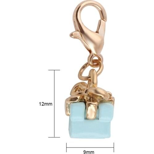 20pcs /lot Cute Square Lobster Clasp Bracelet Pendant Pink Blue Necklace Jewelry Accessories