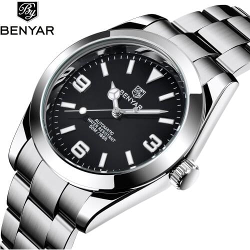 2021 new BENYAR Automatic Men’s Watches Brand Luxury Stainless Steel Wrist Watch for Men Waterproof Luminous Business Wristwatch