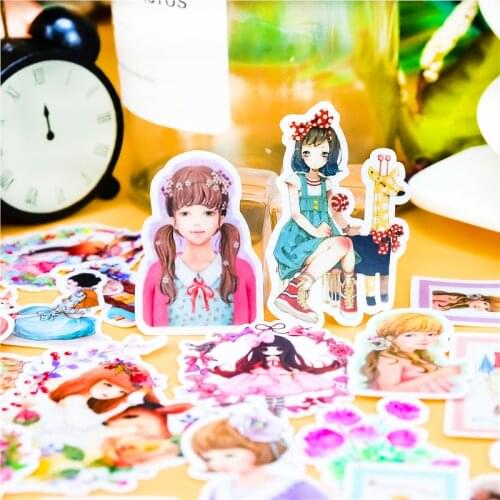33Pcs Japanese Mori girl Style Cartoon Painting Mini Paper Sticker Decoration DIY Ablum Diary Scrapbooking Label Bullet Journal