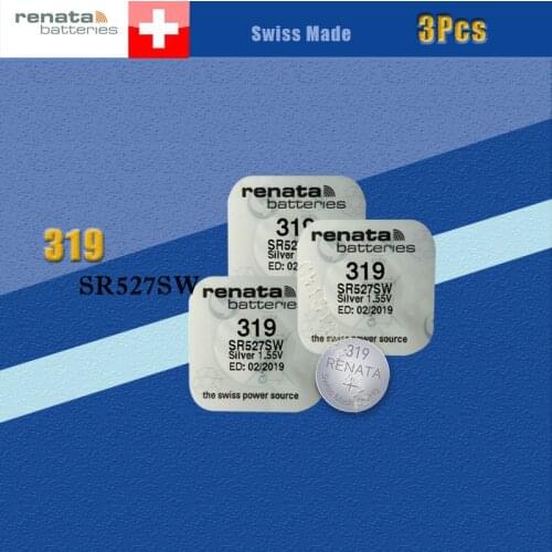 3 Xrenata Silver Oxide Watch Battery 319 SR527SW 527 1.55V 100% original brand renata 319 renata 527 battery