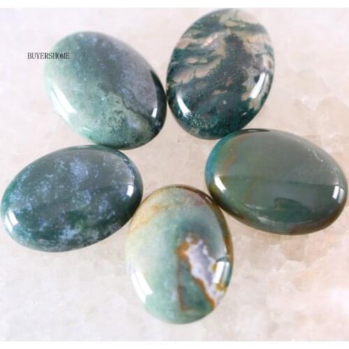 18x25MM&15x20MM CAB Cabochon 5Pcs Oval Natural Stone Bead For Making Necklace Bracelet Earrings Green Indian Onyx K576