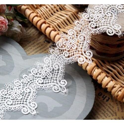 5 yards/Lot off white Polyester Flower Embroidered Lace Ribbon Applique Handmade DIY Sewing Craft Lace Trim Decoration
