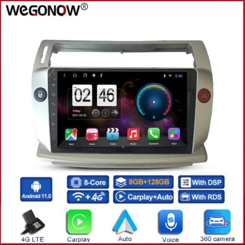 360 Camera 6GB+128GB Android 10.0 Car DVD Player Video GPS WIFI Bluetooth RDS Radio For Citroen C4 C-Triomphe C-Quatre 2004-2014