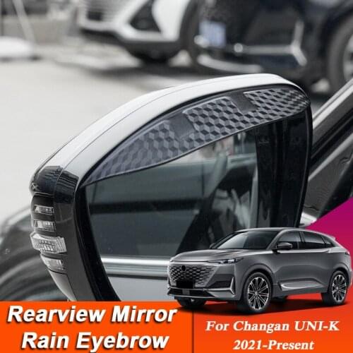 Car-styling For CHANGAN UNI-K 2021-Present Carbon Fiber Rearview Mirror Eyebrow Rain Shield Anti-rain Cover External Sticker