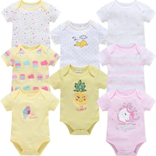 Newborn Baby Girls Bodysuits 6 8PCS Infant Boys Jumpsuit Summer Cute Cartoon Clothes Girl Toddler Crawling Clothing Ropas Bebe