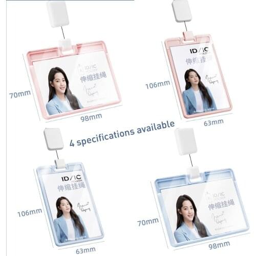 School Business Work Card ID Badge Lanyard Holder with Hanging Rope Retractable Buckle Name Pass Cover Card Case