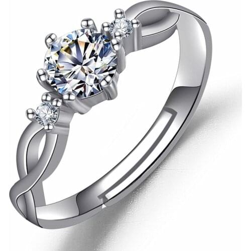 ClBO 2021Ring Female 925 Silver Classic Six-Claw High Carbon Stone Artificial Diamond Silver Ring AA-02