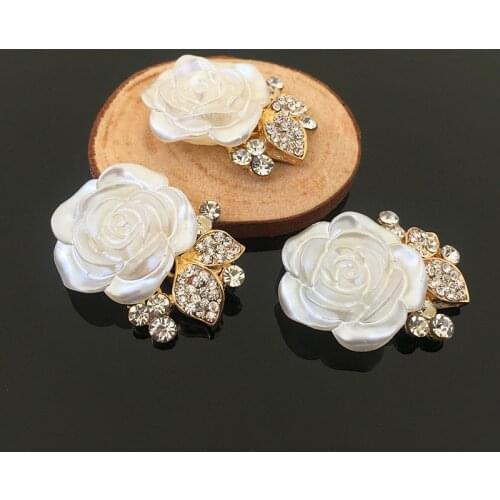 5pcs/lot Silver Gold Hair Bow Center Decorative Buttons Pearl Rhinestone Embellishment Button Diy Hair Accessories