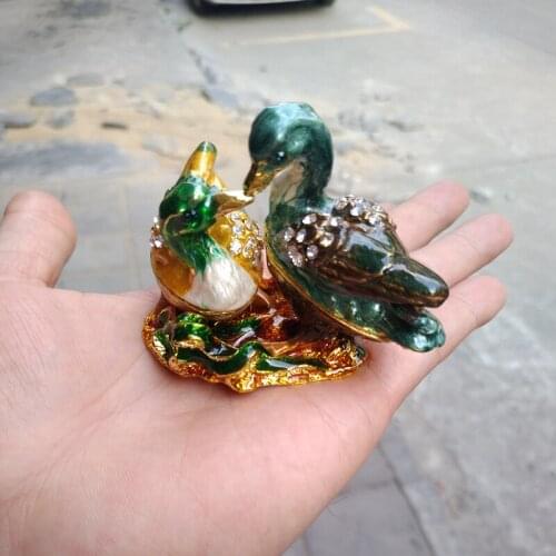 European Chinese style Metal enamel painted Animal mandarin ducks model,home desktop decor decoration ornaments(A633)