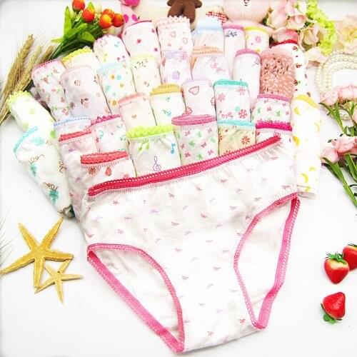 12pcs/Lot Cotton Girls Briefs Childrens Underwear Panties Kids' Panties 2-12Years