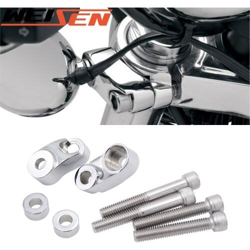 Chrome Front Turn Signal Relocation Kit 39mm-49mm Tubes Fit Harley Dyna Glide FXR Sportster 883 1200 XL