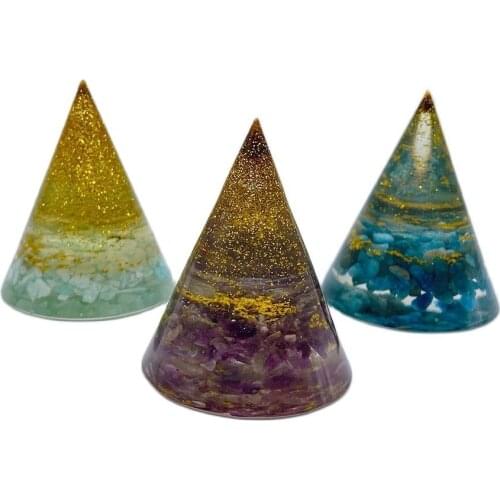 Cone Orgonite Pyramid Resin Orgone for Spiritual Healing Energy Meditation Natural Crystal Quartz Jewelry Reiki Chakra Stones