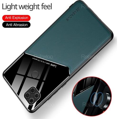Redmi9C Leather Hard PC Car Magnetic Holder Back Phone Cover for Redmi 9c NFC REDMY 9 c c9 readmi 9c Silicone Shockproof Cases
