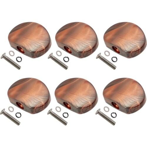 MagiDeal 6x Oval Tuning Peg Tuner Button Knobs Cap for Guitar Coffee