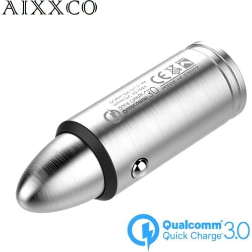 AIXXCO Metal 18W QC3.0 Quick Charge 3.0 Car Phone Charger Mini USB Car Charger Adapter Quick Charging for Samsung Xiaomi