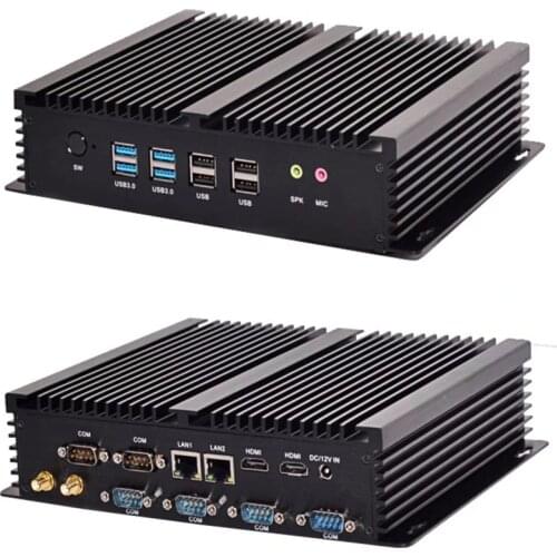 Fanless Industrial Mini PC Intel Core i7 4500U i5 4200U i3 5005U Windows 10 Linux 6xRS232 Dual NIC 2xHDMI 4G LTE WiFi 8xUSB