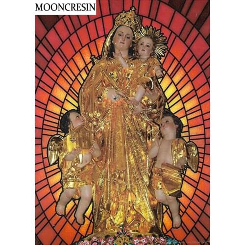 MOONCRESIN 5D Diamond Painting Cross Stitch Avalokitesvara & Child Diy Diamond Embroidery Mosaic Crafts Of Rhinestone Home Decor