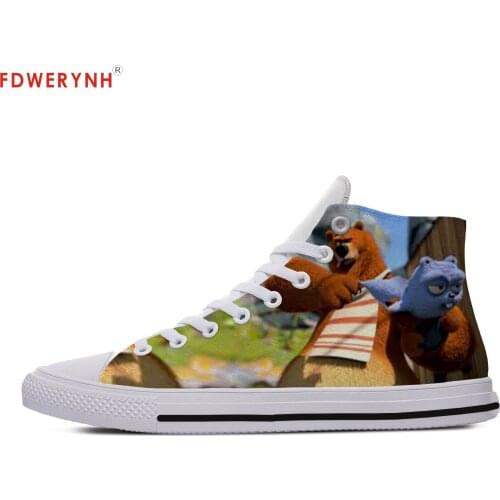 Mens Casual Shoes Cartoon Grizzy And The Lemmings Custom Images Or Logo Lace-up Fashion Flat Shoes