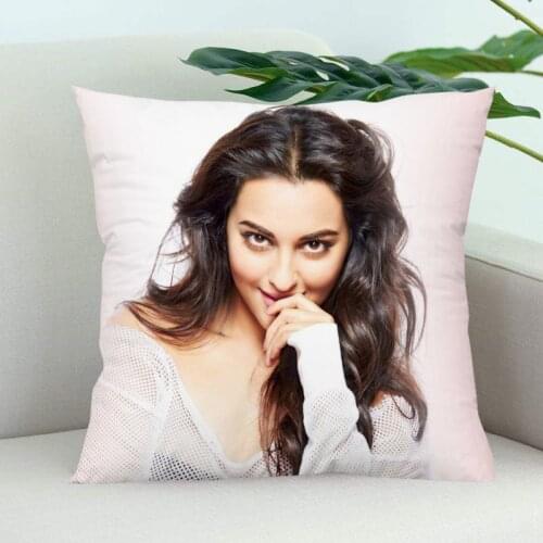 Sonakshi Sinha Pillow Cover Bedroom Home Office Decorative Pillowcase Square Zipper Pillow Cases Satin Soft