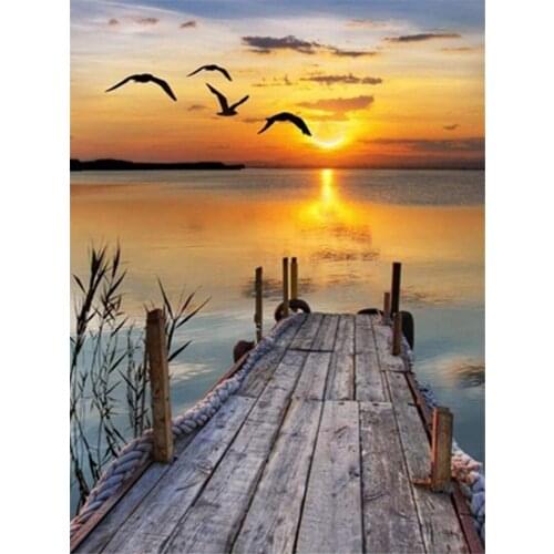 Landscape Sunset DIY 11CT Cross Stitch Embroidery Kits Needlework Craft Set Cotton Thread Printed Canvas Home Wholesale