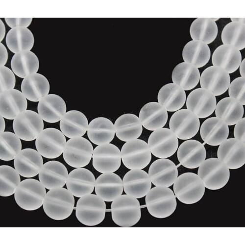 Natural Matte Clear Quartz Crystals Stone Beads Round Loose Spacer Beads 4-12MM for Jewelry Making DIY Charm Accessories DIY
