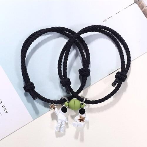 2021 New Magnet Couple Bracelet Star Astronaut Bracelet Attractive Fashion Valentines Day Jewelry Gift 2 Pieces/Set