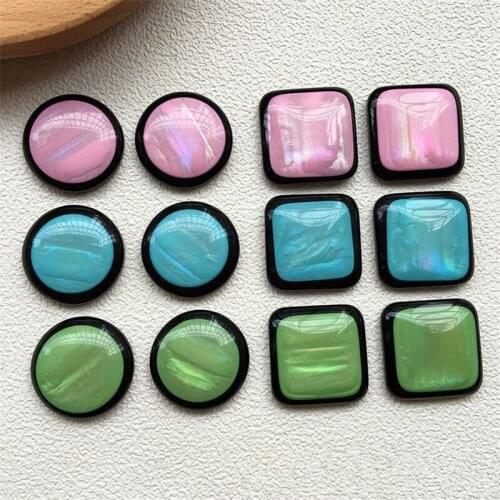 New style 50pcs/lot 20mm color Imitation shell geometry rounds/square shape resin flatback beads diy jewelry earring accessory