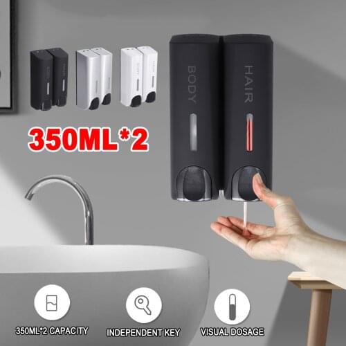 Single/Double 350ml Liquid Soap Dispenser Wall Mounted For Kitchen Bathroom Washroom Shower Detergent Shampoo Bottle Hotel