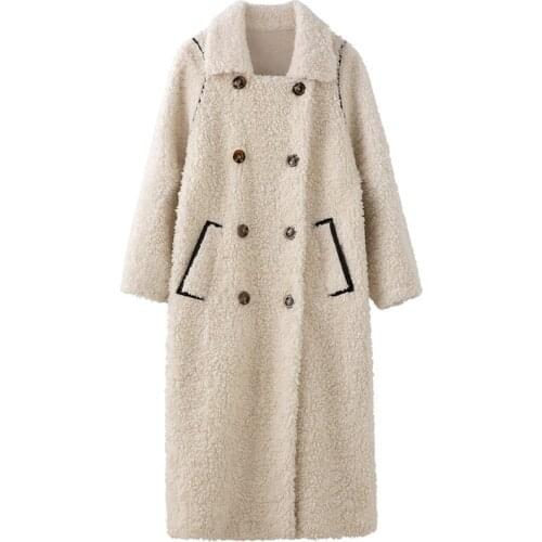 Coat Autumn Women Winter Clothes 2020 Real Fur Coat Female Wool Jacket Korean Vintage Sheep Shearling Long Tops Suede Lining