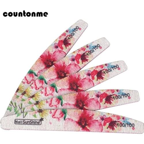 5Pcs Colorful Flower Nail File 100/100 Professional Nail Buffer For Manicure Acyclic Nail Art Tips Diamond Washable Thick Files