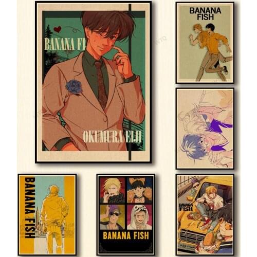WTQ Anime Posters Banana Fish Retro Poster Canvas Painting Wall Decor Wall Art Picture for Living Room Decoration Home Deco