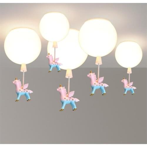 Nordic Cute Pony Balloon Ceiling Lights Cartoon Childrens Room Boy Girl Room LED Hanging Lighting Home Decoration Ceiling Lamps