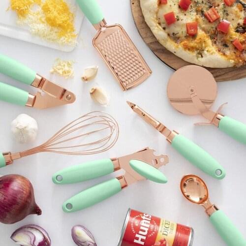 7PC Rose Gold Garlic Press Pizza Cutter Kitchen Gadget Set Can Opener Potato Cooking High-End Kitchenware Kitchen Accessories