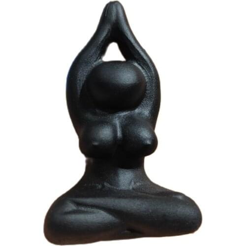 1pcs Natural Hand Crafts Black Obsidian Yoga maid Shape Crystal Carving For Home Decoration
