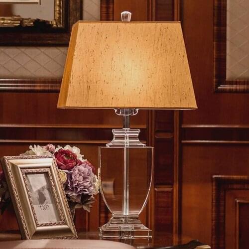 Luxury Modern Table Lamp Crystal Table Lamp Fabric Lampshade Living Room Abajur For Bedroom Socket All Country Can Use