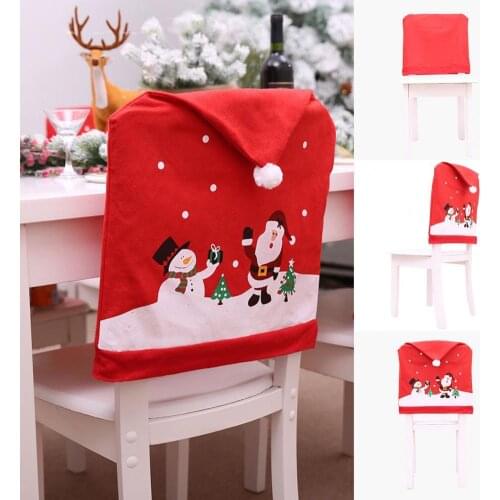 Christmas Chairs Cover Festive High Simulation Christmas Decorations Table Decoration Kitchen Party Santa Claus Caps for Home