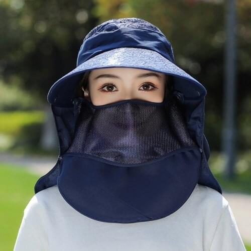 Hat female sun hat sunscreen beach fashion new big edge face folding uv summer veil sun hat wuman travel in summer working hat