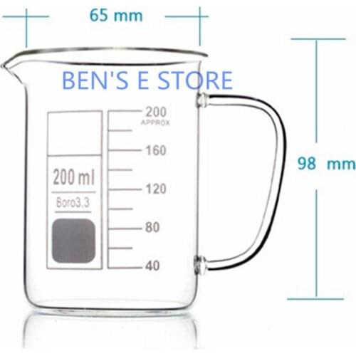 200mL Glass Beaker with Handle New Chemical Lab Glassware Borosilicate Glass 3.3