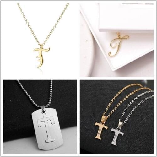 1pcs Family mom name gift Initial Letter T monogram alphabet Stainless steel alloy 26 English word sign pendant Necklace jewelry