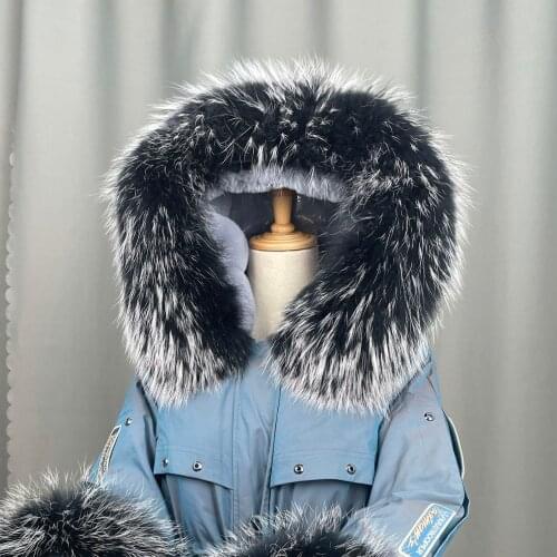 Real Raccoon Fur Collar Womens 100% Natural Fur Gray Collar Real Fur Shawl Raccoon collar Fur Scraves