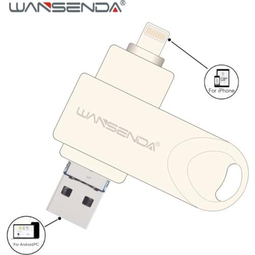 WANSENDA OTG 3 in 1 USB Flash Drive USB3.0 & iOS & Micro USB Pen Drive 128GB 64GB 32GB 16GB 8GB Pendrive USB Flash Disk
